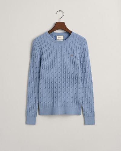 GANT Sweatshirt STRETCH COTTON CABLE C-NECK - Blau