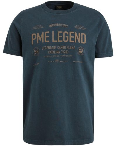 PME LEGEND Kurzarmshirt Short sleeve r-neck single jersey - Blau