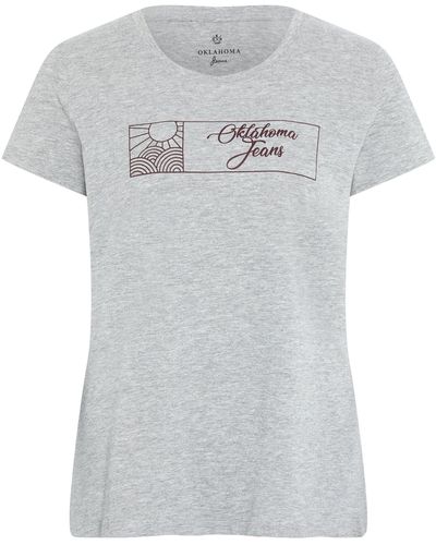 Oklahoma Jeans Print-Shirt mit Sonnenprint und Logo - Grau