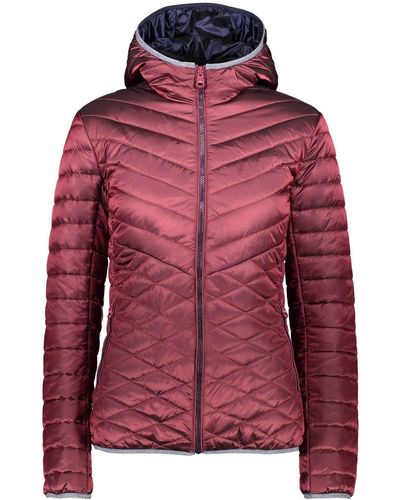 CMP Anorak W Jacket Fix Hood Ripstop Quilted Pattern - Rot