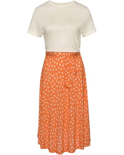 vivance active Jerseykleid mit bedrucktem Rockteil und Taschen, T-Shirtkleid, Sommerkleid - Orange