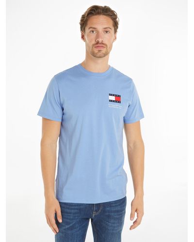 Tommy Hilfiger T-Shirt TJM SLIM ESSENTIAL FLAG TEE EXT mit Rundhalsausschnitt - Blau