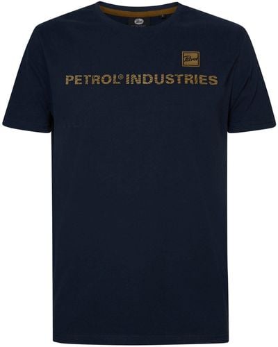 Petrol Industries T-Shirt mit Rundhalsausschnitt und Label (1-tlg) - Blau