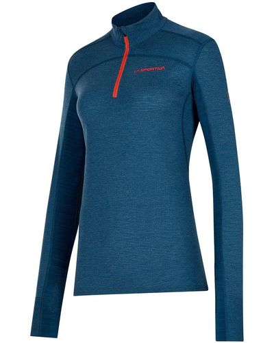 La Sportiva Langarmshirt Swift Long Sleeve W behandelt mit geruchshemmendem Silbersalz - Blau