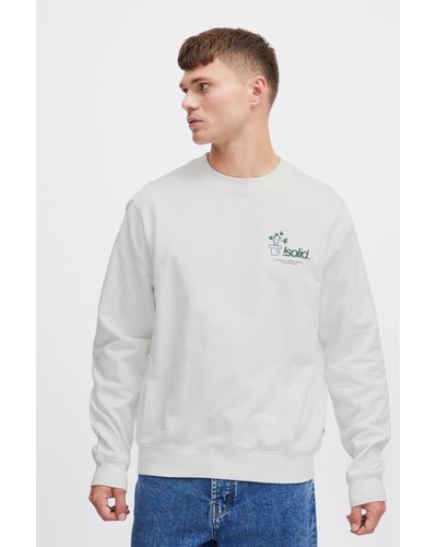 Solid Sweatshirt SDImran lässiger Rundhalspullover mit Backprint - Weiß