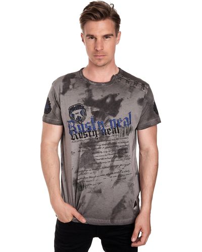 Rusty Neal T-Shirt in tollem Batik-Design - Grau