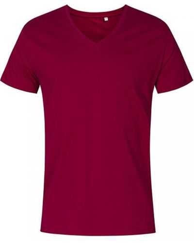 Promodoro V-Neck T-Shirt, Gekämmte Baumwolle - Rot