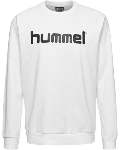 Hummel Hoodie Logoprint Sport Sweatshirt Pullover mit Raglanärmel 7250 in Weiß