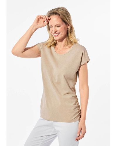 Goldner Shirttop Kurzgröße: Top mit effektvollem Glanz - Weiß