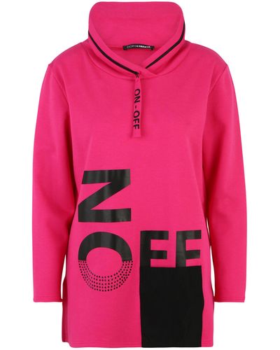 Doris Streich Longshirt Sweatshirt Motivprint und Nylon-Tasche mit modernem Design - Pink