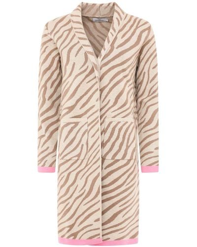 Zwillingsherz Longstrickjacke Zebra Kante - Natur