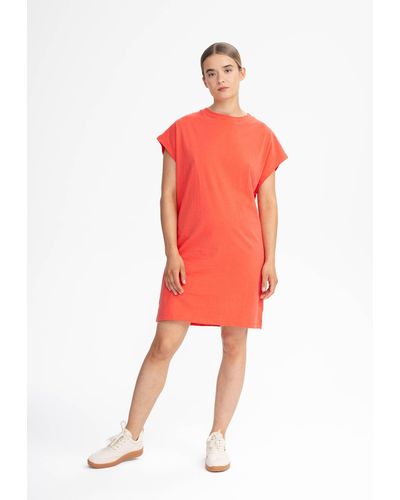 Mela Shirtkleid T-Shirt Kleid SUNEA Fein gerippter Kragen - Rot
