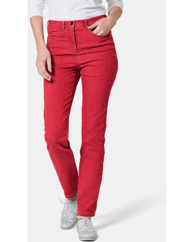 Goldner Jeans Bequeme High-Stretch-Jeanshose - Rot