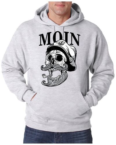 Youth Designz Kapuzenpullover Moin Captain Skull Hoodie Pullover mit modischem Spruch Print - Grau