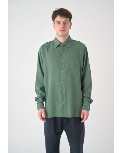 CLEPTOMANICX Langarmhemd Easy mit praktischer Fronttasche - Grün