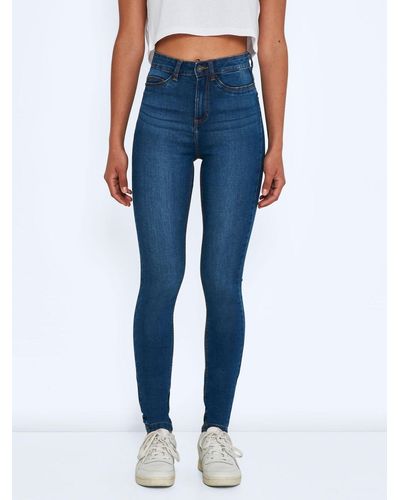 Noisy May Skinny Fit High Waist Jeans NMCALLIE 5374 in Blau