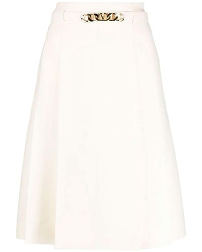 Valentino Falda de talle alto con detalle de horsebit - Blanco