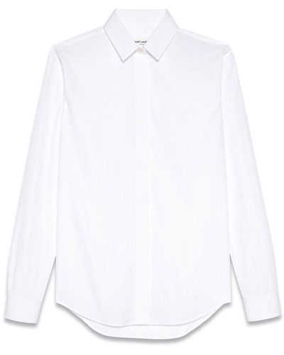 Saint Laurent Camisa de popelina de algodón - Blanco
