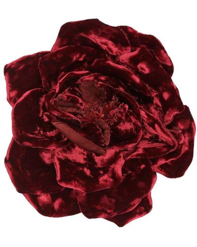 Saint Laurent Broche de Rosa de terciopelo - Rojo
