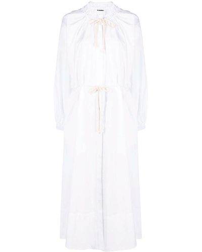 Jil Sander Vestido de algodón con escote redondo - Blanco