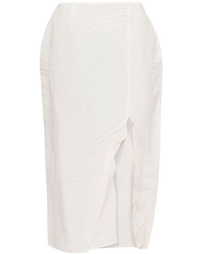 Prada Falda de talle alto con logo triangular - Blanco