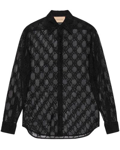 Gucci Camisa con cuello de encaje - Negro