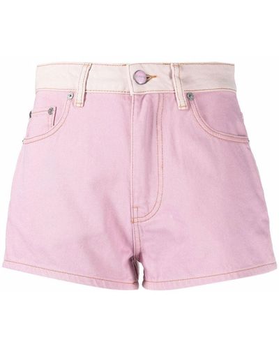 Ganni Pantalones vaqueros cortos con paneles - Rosa