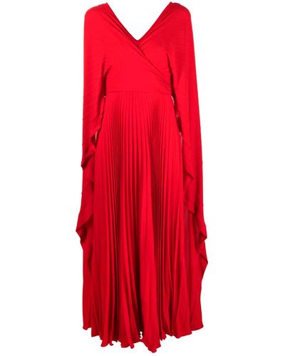 Valentino Vestido de seda-georgette plisado efecto capa - Rojo