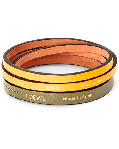 Loewe Set de brazaletes dobles en piel de ternera - Naranja