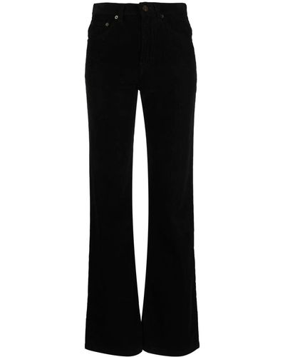 Saint Laurent Pantalones de pana rectos - Negro
