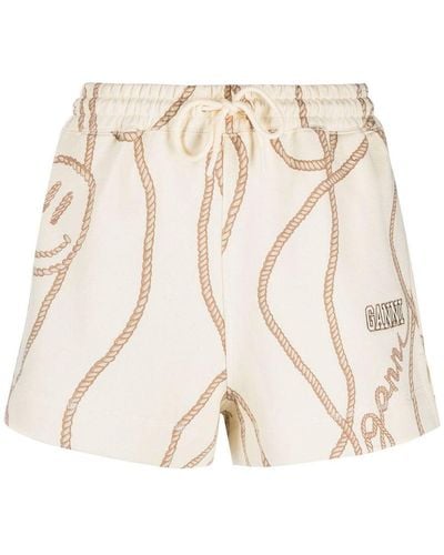 Ganni Shorts deportivos con logo bordado en forma de cuerda - Neutro