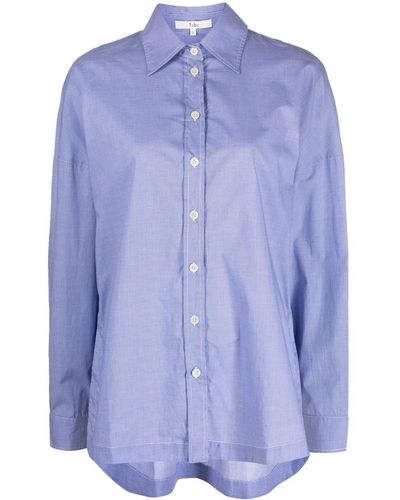 Tibi Camisa a cuadros micro - Azul