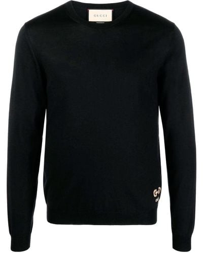 Gucci Jersey de punto con logo bordado - Negro