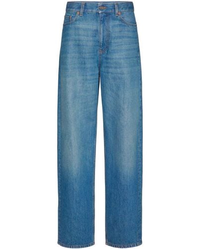Valentino Jeans anchos de talle alto - Azul