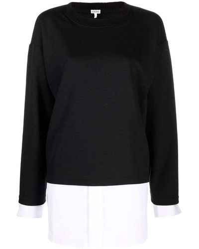 Loewe Jersey de doble capa en felpa de algodón - Negro