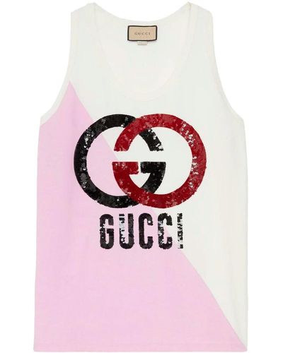 Gucci Camiseta de tirantes con intarsia - Rosa