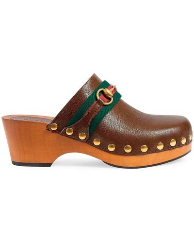 Gucci Zuecos con detalle Horsebit - Marrón