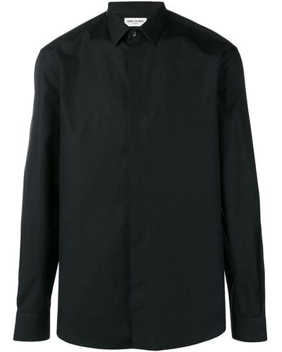 Saint Laurent Camisa cuello pico - Negro