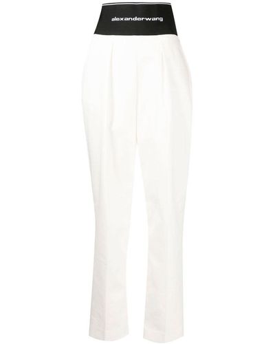 Alexander Wang Pantalones de vestir con logo - Blanco