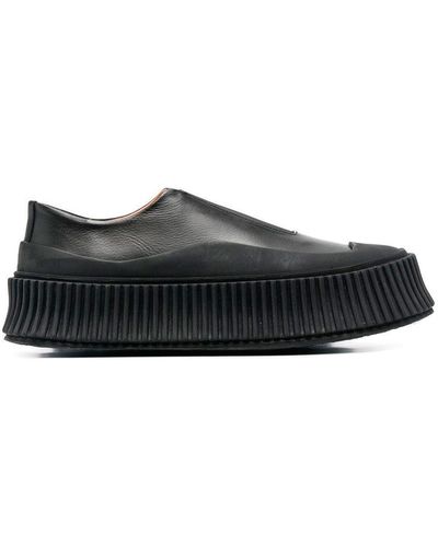 Jil Sander Leather Slip On Sneakers - Negro