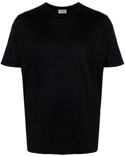 Saint Laurent Camiseta con logo bordado - Negro