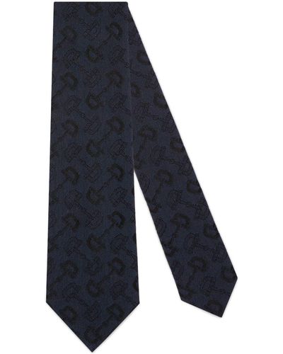 Gucci Corbata con detalle Horsebit - Azul