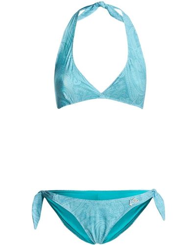 Etro Bikini triangular con estampado paisley - Azul