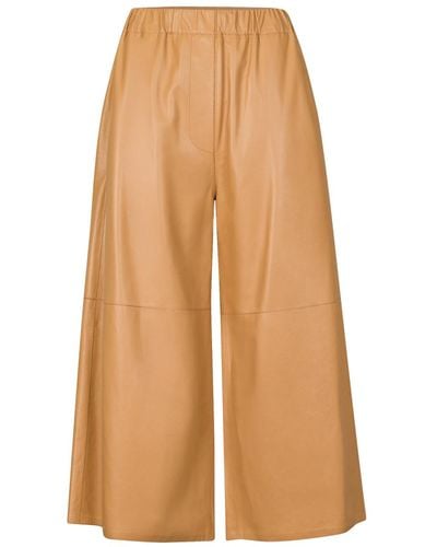 Loewe Pantalones cropped de cuero Napa - Naranja