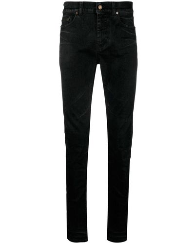 Saint Laurent Jeans de terciopelo efecto piel - Negro