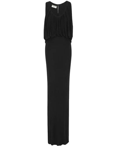 Saint Laurent Vestido drapeado sin mangas - Negro