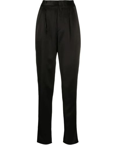 Saint Laurent Pantalones de pinzas de talle alto - Negro