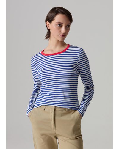Piombo T-Shirt A Righe Con Profilo A Contrasto, Donna, , Taglia - Blu