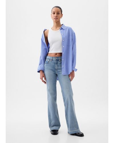 Gap Jeans Flare Fit A Vita Alta Con Orlo A Vivo, Donna, , Taglia - Blu
