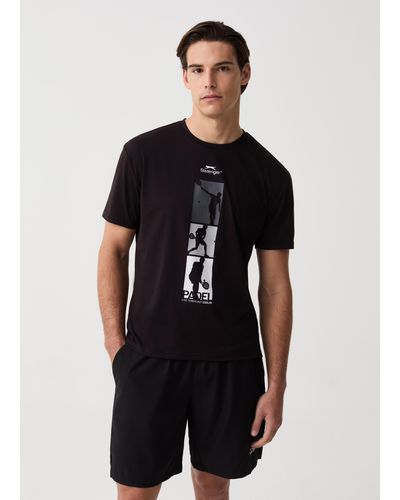 Slazenger 1881 T-Shirt Tennis Con Stampa Padel , Uomo, , Taglia - Nero